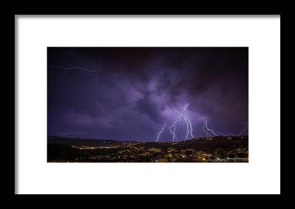 Lightning Framed Print featuring the photograph Electrifying by Aaron Burrows