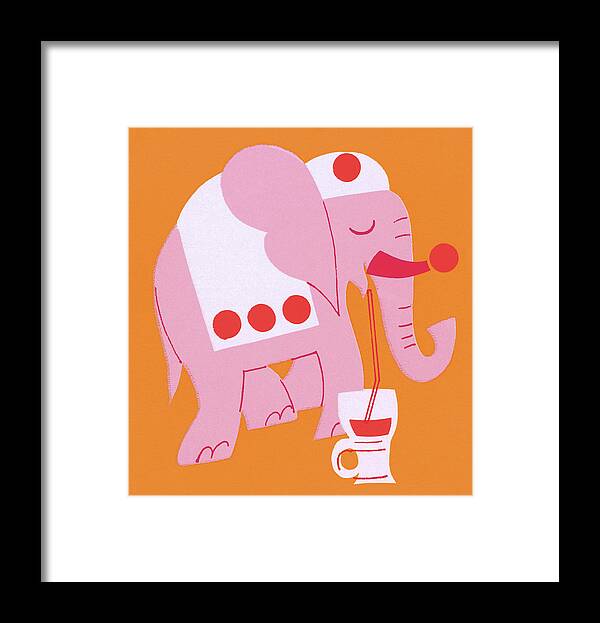 Animal Framed Print featuring the drawing Elephant Drinking by CSA Images
