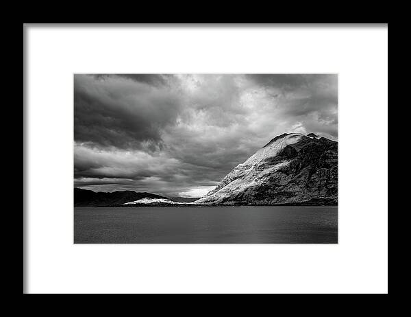 #nofilter #blackandwhite #newzealand #landscape #mountain #hills #clouds #cloudy #lake Framed Print featuring the photograph Elephant Into The Lake by Itto Ogami