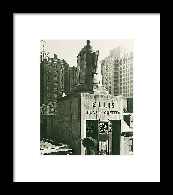 Ellis Teas;and Coffees Framed Print featuring the mixed media Ellis Tea and Coffee Store, 1945 by Jacob Stelman