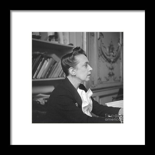 People Framed Print featuring the photograph Elsa Schiaparelli Wearing Bow Tied Suit by Bettmann