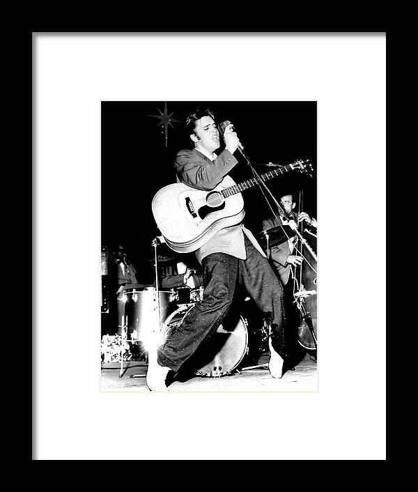 1955 Framed Print featuring the photograph Elvis Presley Rocking Out On Stage by Charles Trainor
