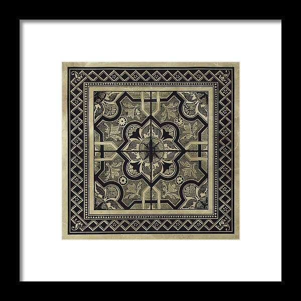 Decorative Elements Framed Print featuring the painting Embellished Tile II by Vision Studio