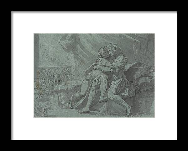 Embrace Framed Print featuring the drawing Embracing Lovers In Classical Dress A Woman In Classical by Friedrich Heinrich Fuger
