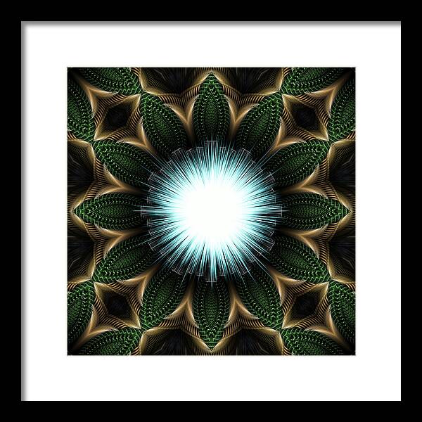 Digital Framed Print featuring the digital art Emerald Illumination TFB-231428 by Rolando Burbon