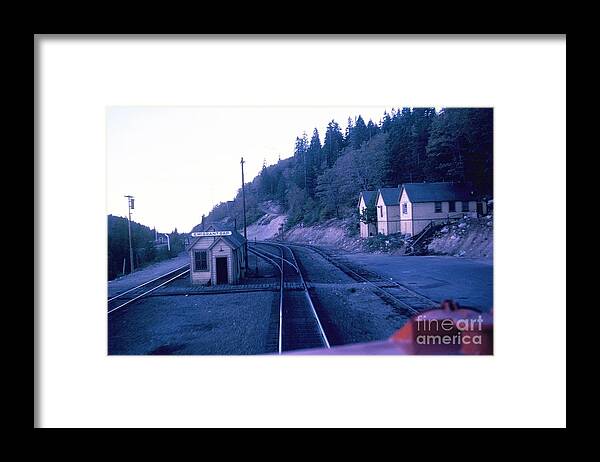 Train Framed Print featuring the photograph VINTAGE RAILROAD, Emigrant Gap Roadmaster's Office, Late 1960's by John and Sheri Cockrell