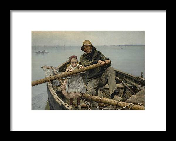 Help Framed Print featuring the painting Emile Renouf - The Helping Hand 1881 by Celestial Images