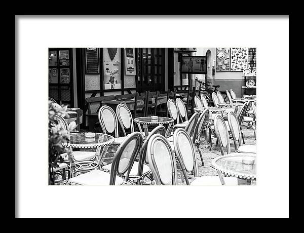 Empty Cafe Scene In Sorrento Framed Print featuring the photograph Empty Cafe Scene in Sorrento by John Rizzuto