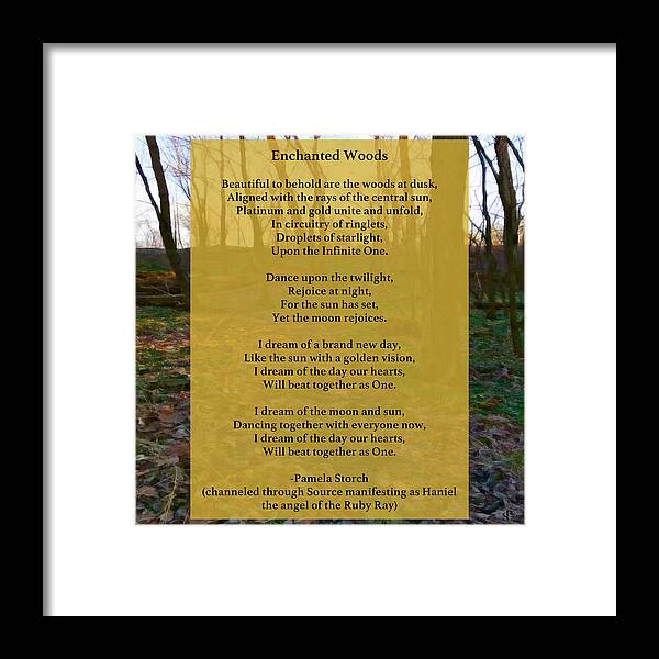 Pamela Storch Framed Print featuring the digital art Enchanted Woods Poem by Pamela Storch