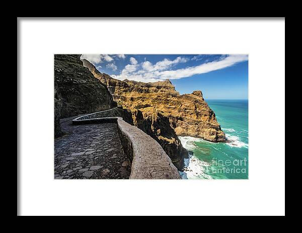 Cliff Framed Print featuring the photograph Scenic route to Fontainhas, Santo Antao, Cape Verde by Lyl Dil Creations
