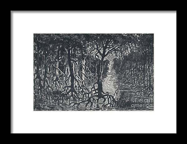 Atmosphere Framed Print featuring the drawing Equatorial African Forest by Print Collector