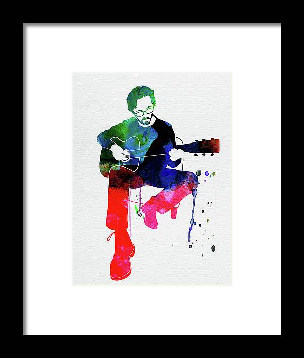 Eric Clapton Framed Print featuring the mixed media Eric Clapton Watercolor by Naxart Studio