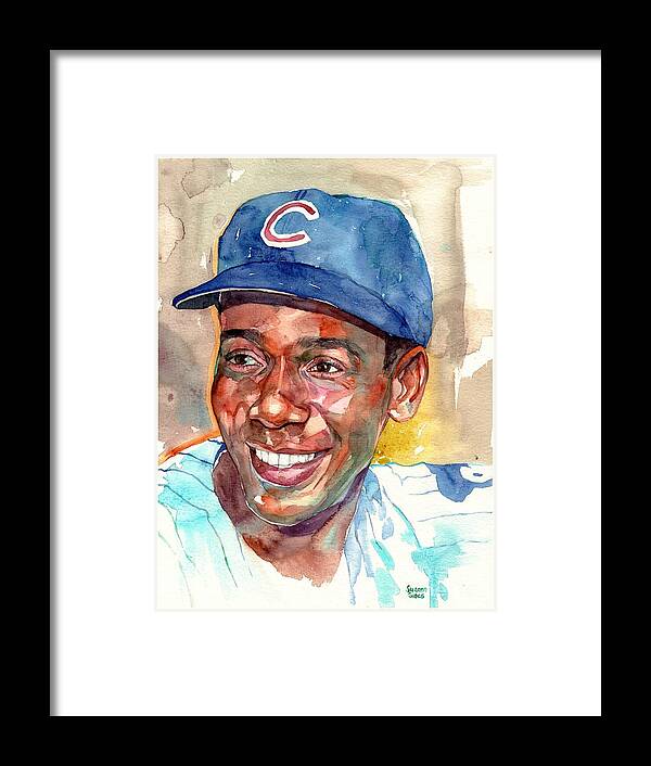 Ernest Banks Framed Print featuring the painting Ernie Banks Portrait by Suzann Sines