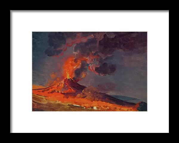 Joseph Wright Of Derby Framed Print featuring the painting Eruption of Vesuvius. by Joseph Wright Of Derby