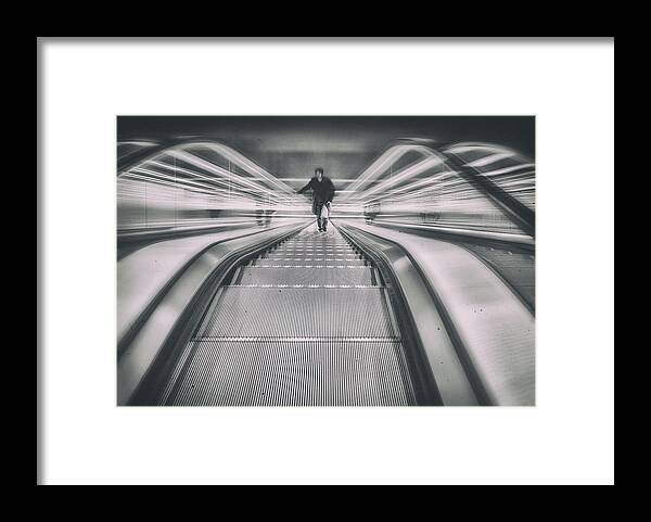 Mood Framed Print featuring the photograph Escalator by Leah Guo
