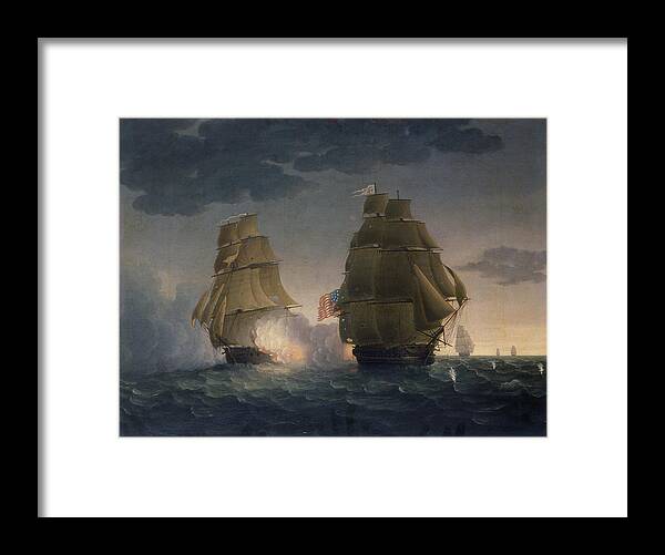 Oil Painting Framed Print featuring the photograph Escape Of Hms Belvidera From The Us by The New York Historical Society