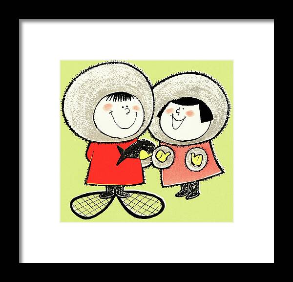Activity Framed Print featuring the drawing Eskimo couple by CSA Images
