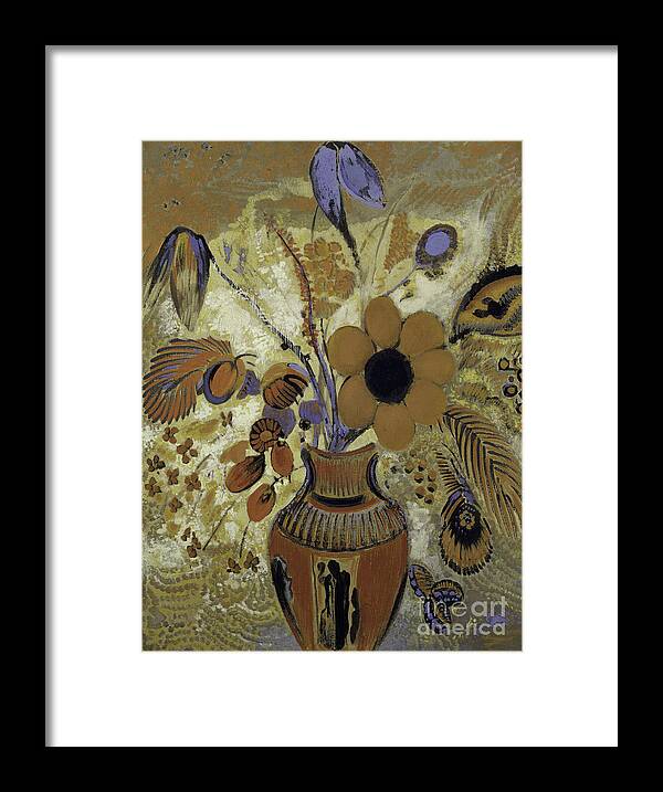 Vase Framed Print featuring the drawing Etruscan Vase With Flowers by Heritage Images