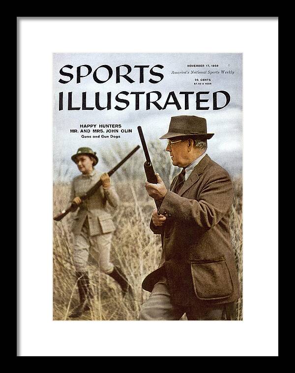 Magazine Cover Framed Print featuring the photograph Evelyn And John Olin, Pheasant Hunting Sports Illustrated Cover by Sports Illustrated