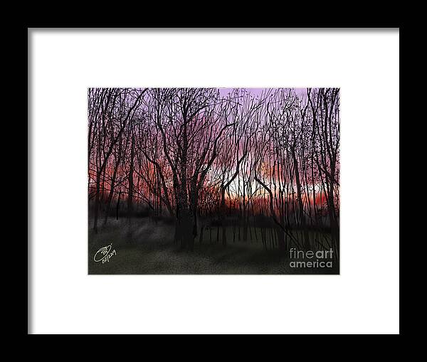 Sunsets Framed Print featuring the digital art Evening Glow -II by Joel Deutsch