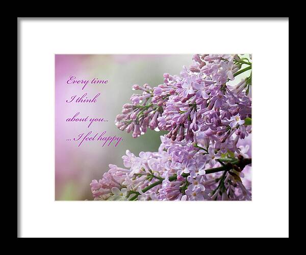 Happy Framed Print featuring the photograph Every Time I Think About You Syringa by Johanna Hurmerinta