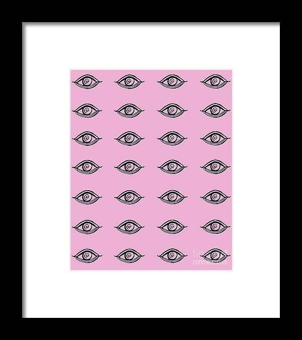 Ink-pen Framed Print featuring the drawing Evil Eyes Pink #1 #drawing #decor #art by Anitas and Bellas Art
