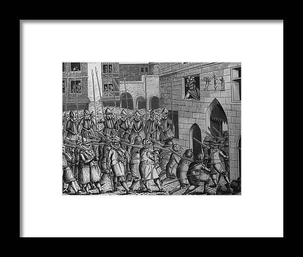 Engraving Framed Print featuring the digital art Exit Of Spaniards by Hulton Archive