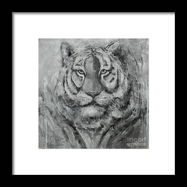 Tiger Framed Print featuring the painting Eye of the Tiger by Dan Campbell