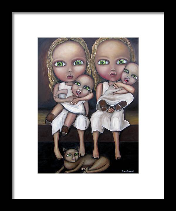 Oil Framed Print featuring the painting Eyes Like Twins by Steve Shanks