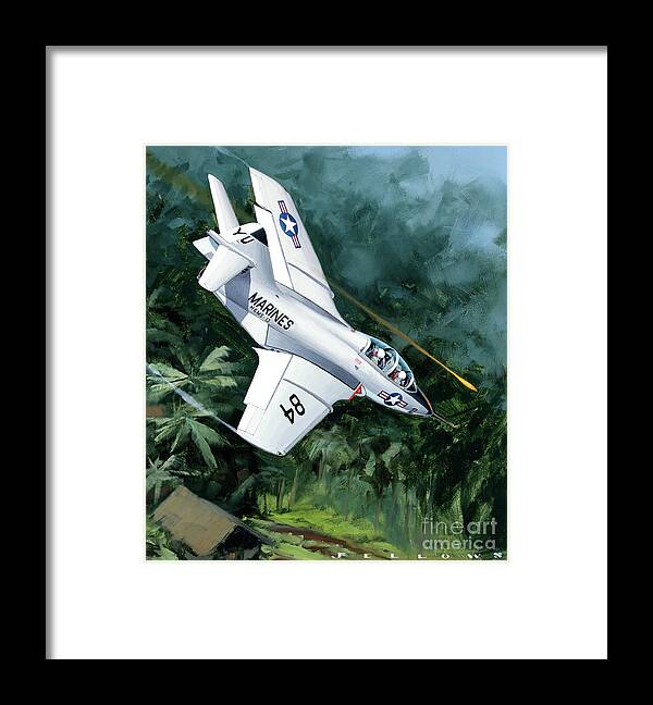 Military Aircraft Framed Print featuring the painting Grumman F9F Cougar by Jack Fellows