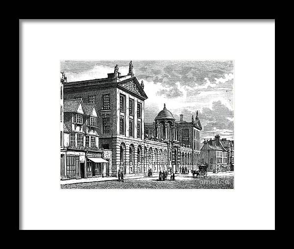 Engraving Framed Print featuring the drawing Façade Of Queens College, Oxford by Print Collector