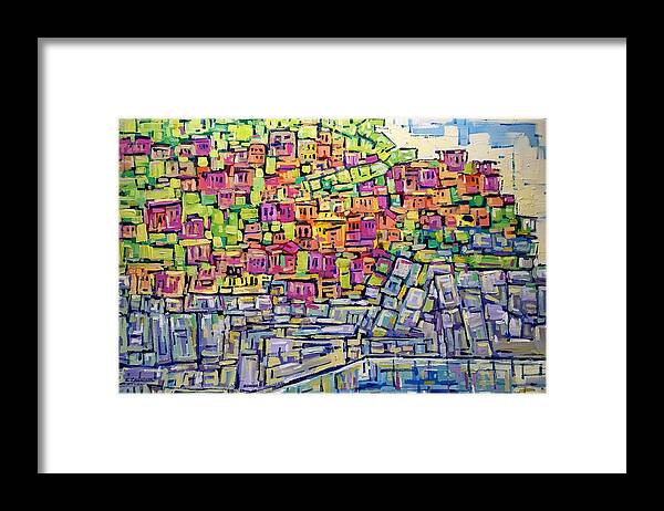 Cityscape Framed Print featuring the painting Facades by Enrique Zaldivar