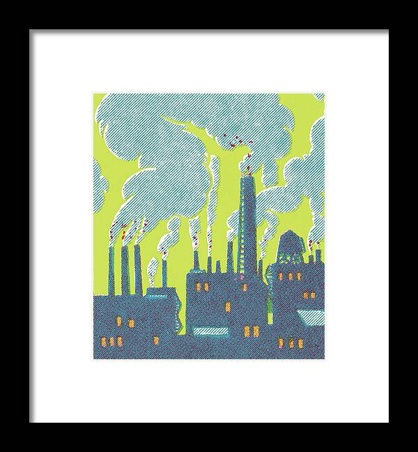 Air Quality Framed Print featuring the drawing Factory and Pollution by CSA Images