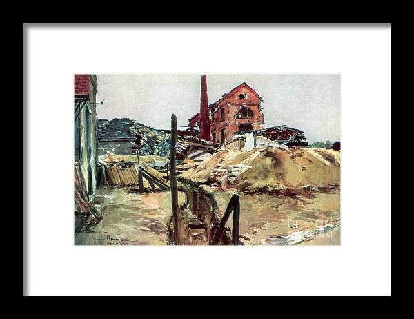 War Framed Print featuring the drawing Factory Buildings, Soissons, 19 by Print Collector