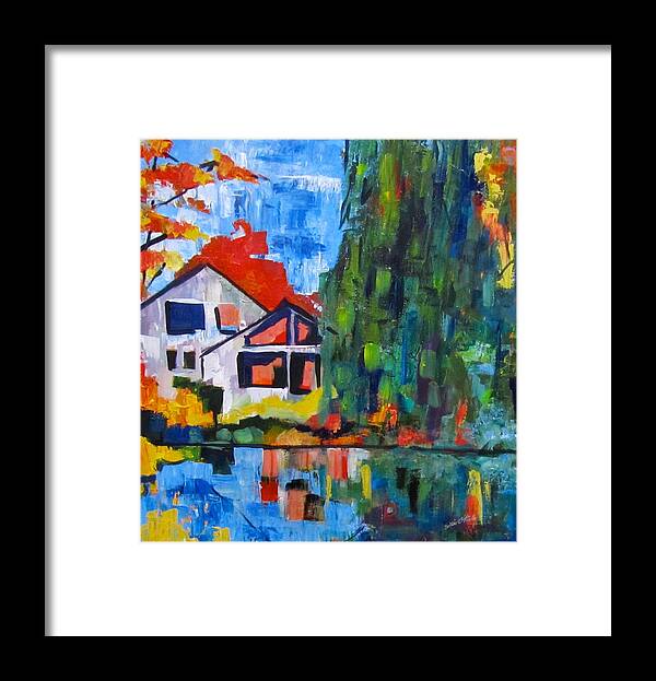 Pond Framed Print featuring the painting Fall at Orchard Pond by Barbara O'Toole