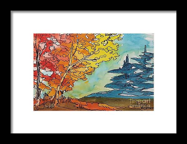 Fall Framed Print featuring the painting Fall Colors by Petra Burgmann