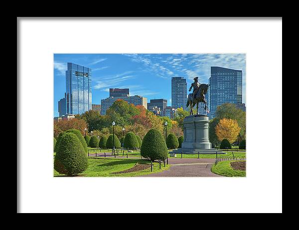 Boston Fall Foliage Framed Print featuring the photograph Fall Foliage Colors at the Boston Public Garden by Juergen Roth