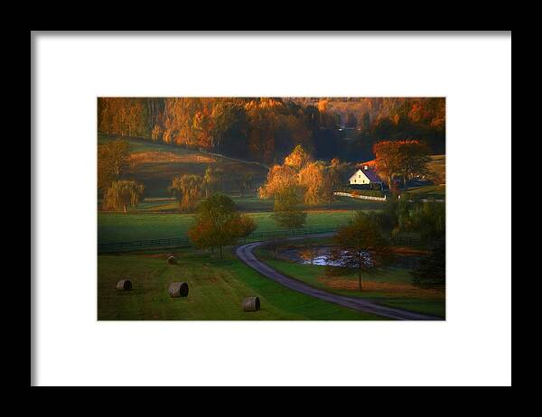Farm Framed Print featuring the photograph Fall Morning by Catherine W.