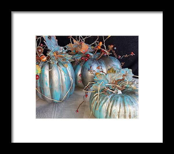Fall Framed Print featuring the mixed media Fall pumpkins by Lisa Debaets