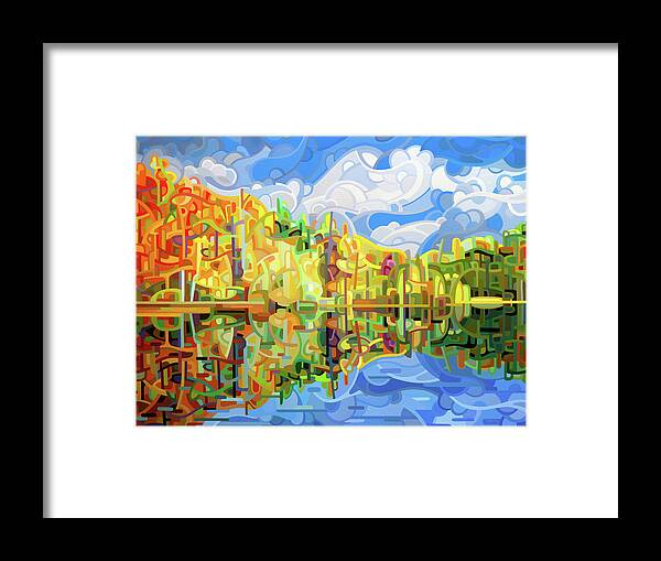Abstract Framed Print featuring the painting Falling by Mandy Budan