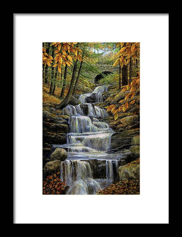 Falling Water Framed Print featuring the painting Falling Water by John Morrow