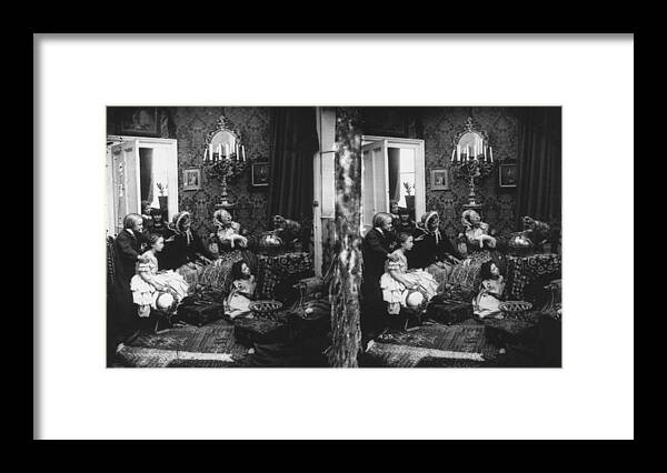 Child Framed Print featuring the photograph Family Scene by London Stereoscopic Company