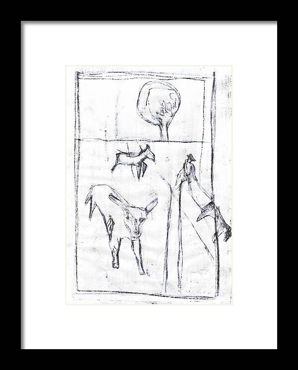 Farm Framed Print featuring the drawing Farm dog by Edgeworth Johnstone