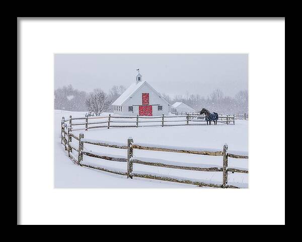 Vermont Framed Print featuring the photograph Farm in the Snow by Rob Davies