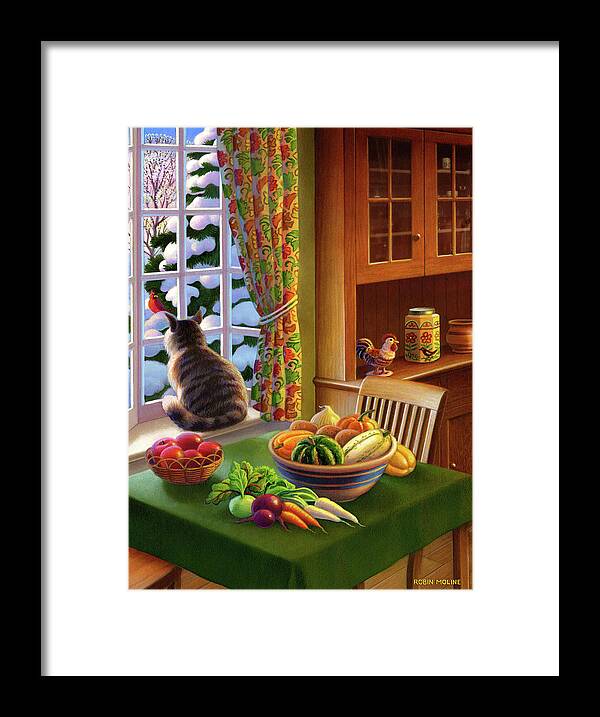 Cat Framed Print featuring the painting Farmhouse Cat by Robin Moline