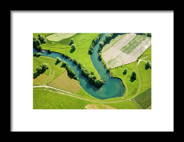 Scenics Framed Print featuring the photograph Farmland Patchwork, Aerial View by Vpopovic