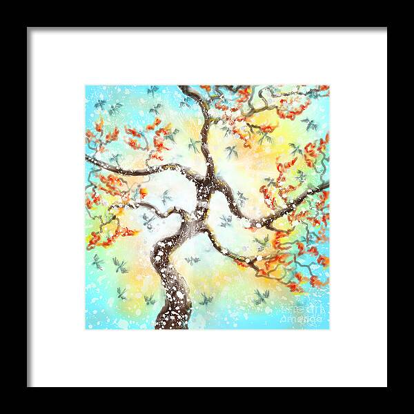 Feng Shui Framed Print featuring the painting 100 Birds Fengshui your Life Lucky painting by Remy Francis