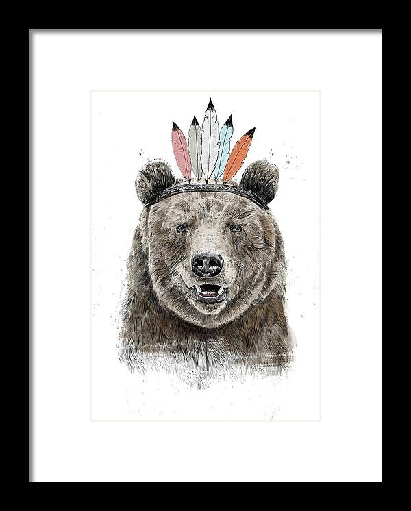 Bear Framed Print featuring the mixed media Festival bear by Balazs Solti