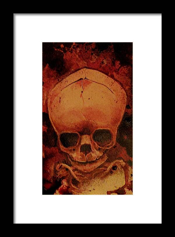 Ryanalmighty Framed Print featuring the painting Fetus Skeleton #1 by Ryan Almighty