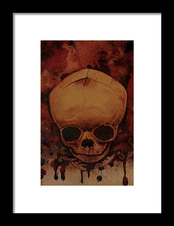 Ryan Almighty Framed Print featuring the painting Fetus Skeleton #2 by Ryan Almighty